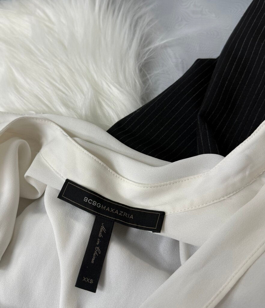 High Low Jaclyn Draped Ivory Blouse