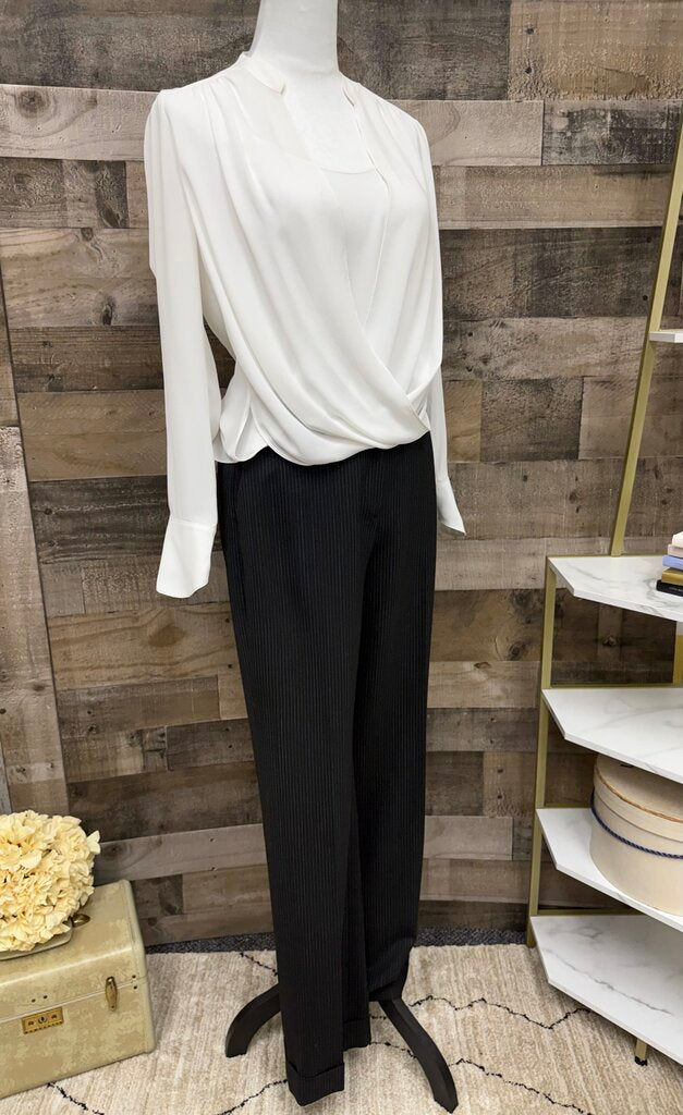 High Low Jaclyn Draped Ivory Blouse