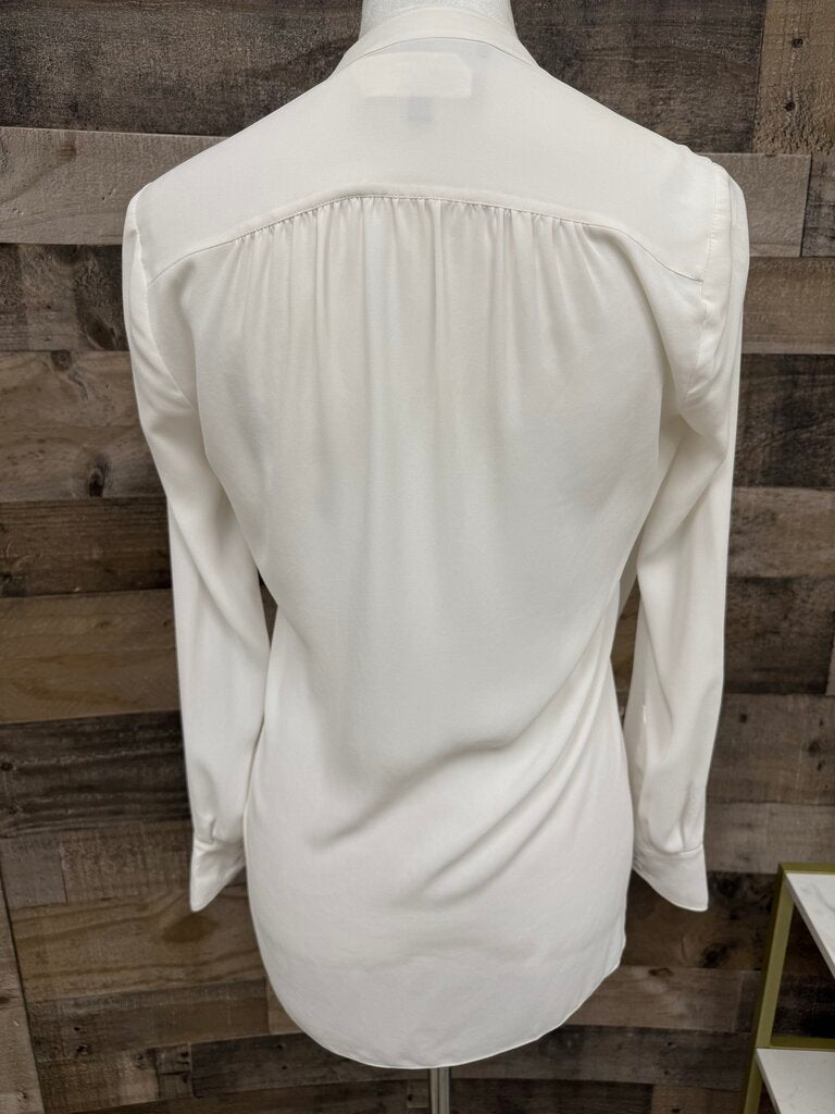 High Low Jaclyn Draped Ivory Blouse