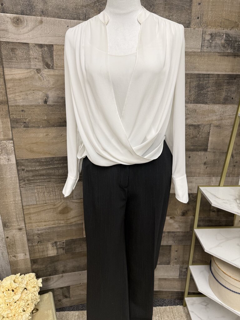 High Low Jaclyn Draped Ivory Blouse