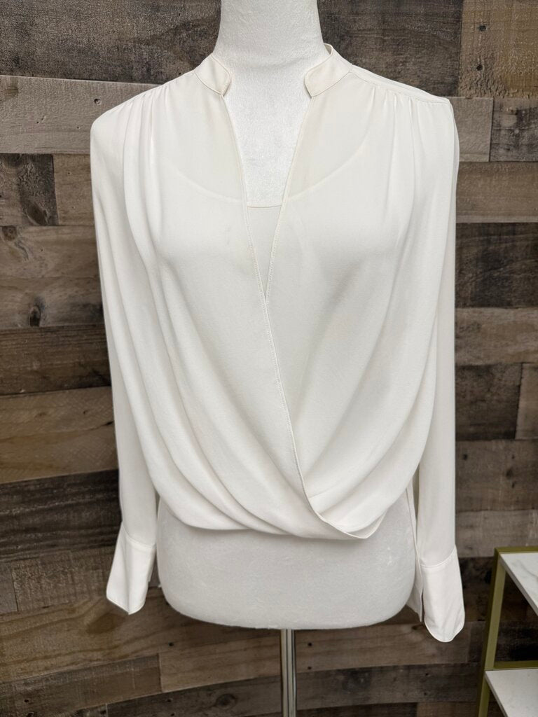 High Low Jaclyn Draped Ivory Blouse