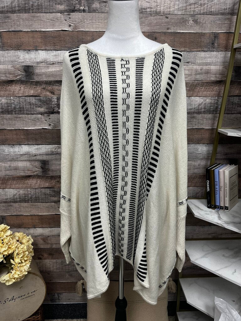 Marla Wynne Cream & Black Dolman Sleeve Sweater Size XL