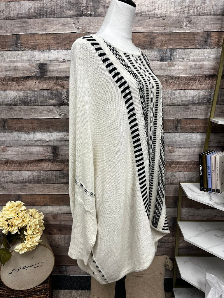 Marla Wynne Cream & Black Dolman Sleeve Sweater Size XL