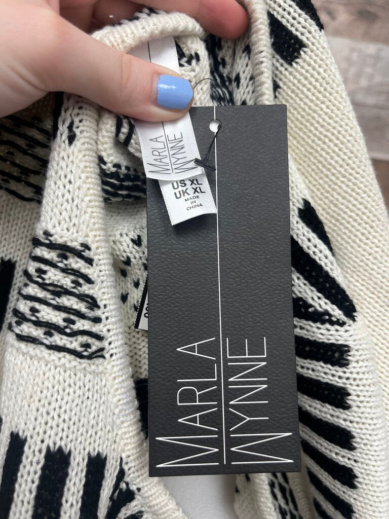 Marla Wynne Cream & Black Dolman Sleeve Sweater Size XL