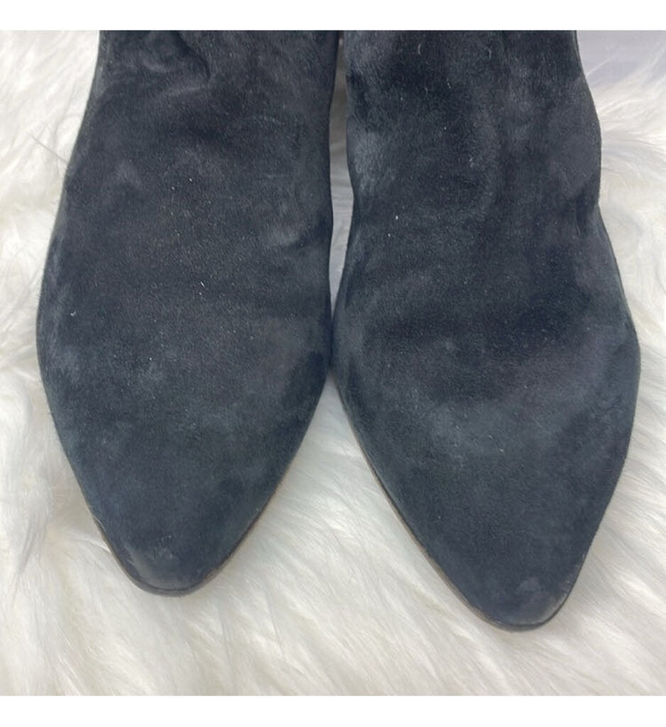 Officine Creative Black Suede Bootie w/Silver Heel Zipper Size 39.5