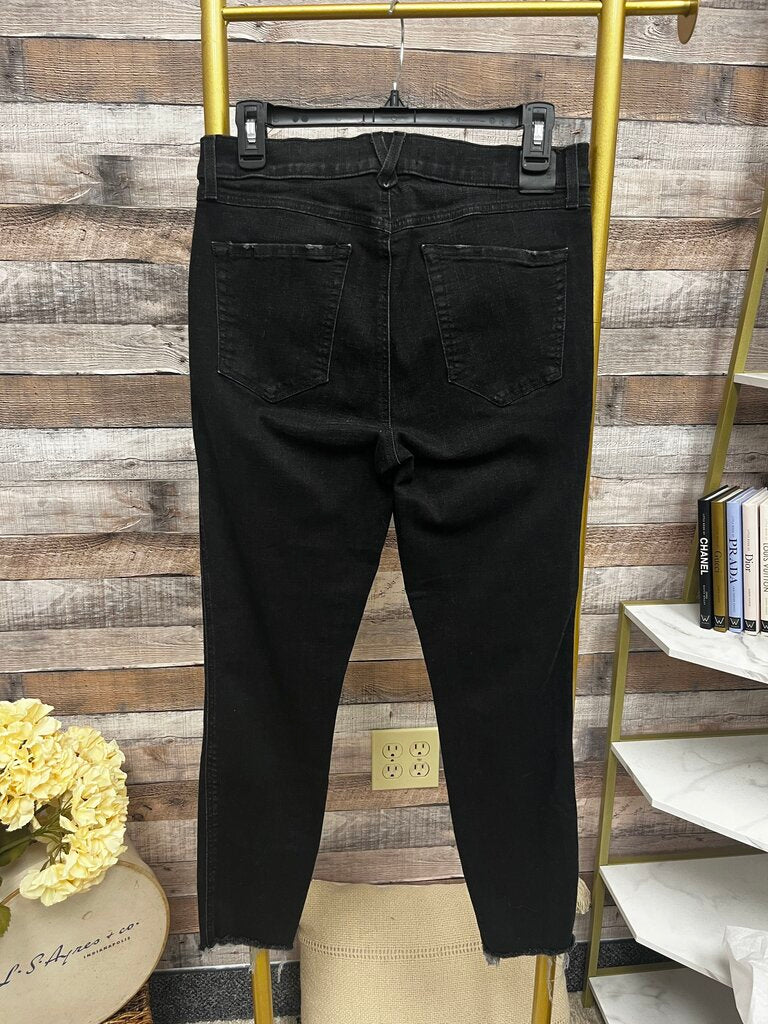 Level 99 Black Cropped Frayed Hem Denim Size 30
