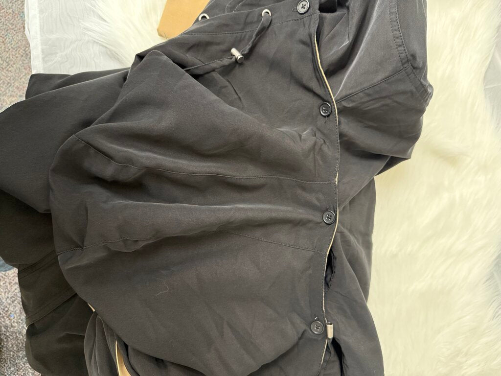 Chadwicks Black & Tan Trench Hooded Rain Coat Size L