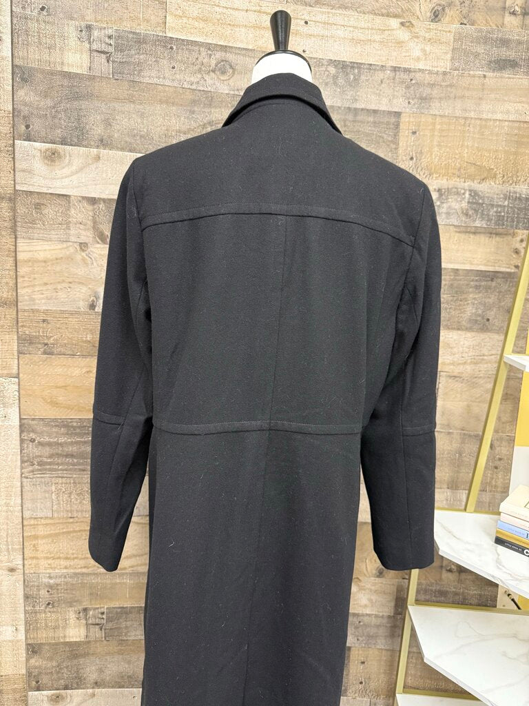 Harve Beard By Beard Haltzman Black Wool Button Trench Coat Size 12
