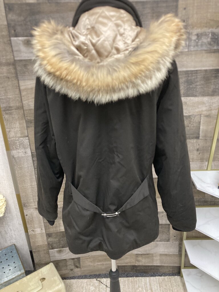 Fera Thermolite Black Faux Fur Hood Winter Coat Size 12