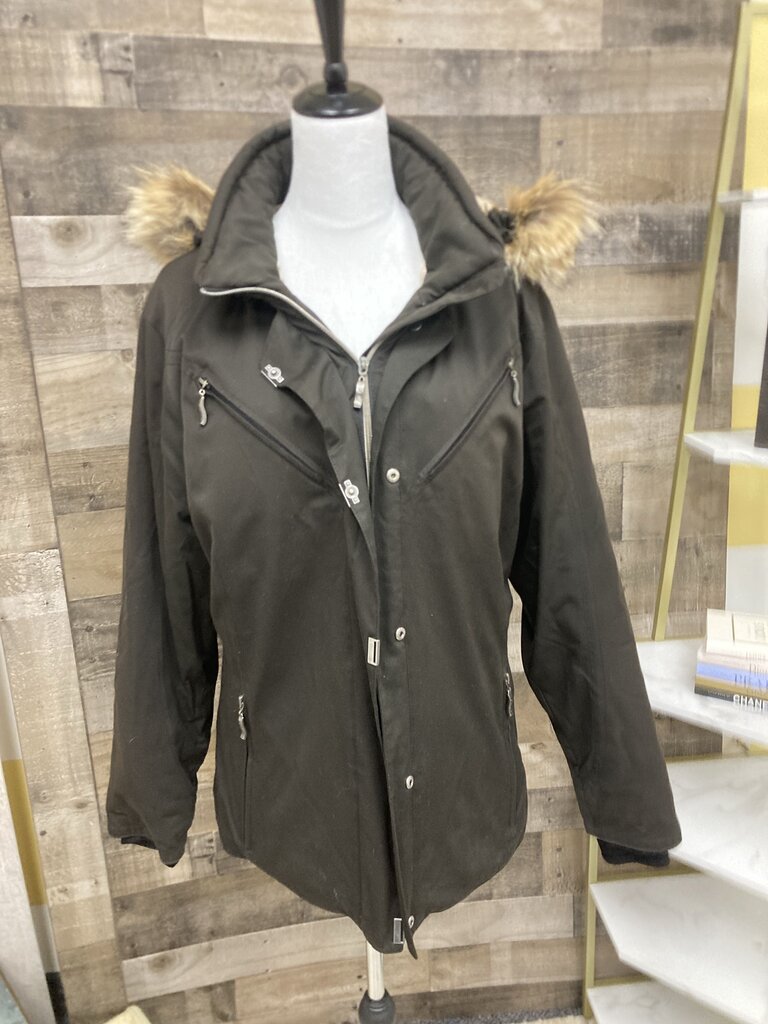 Fera Thermolite Black Faux Fur Hood Winter Coat Size 12