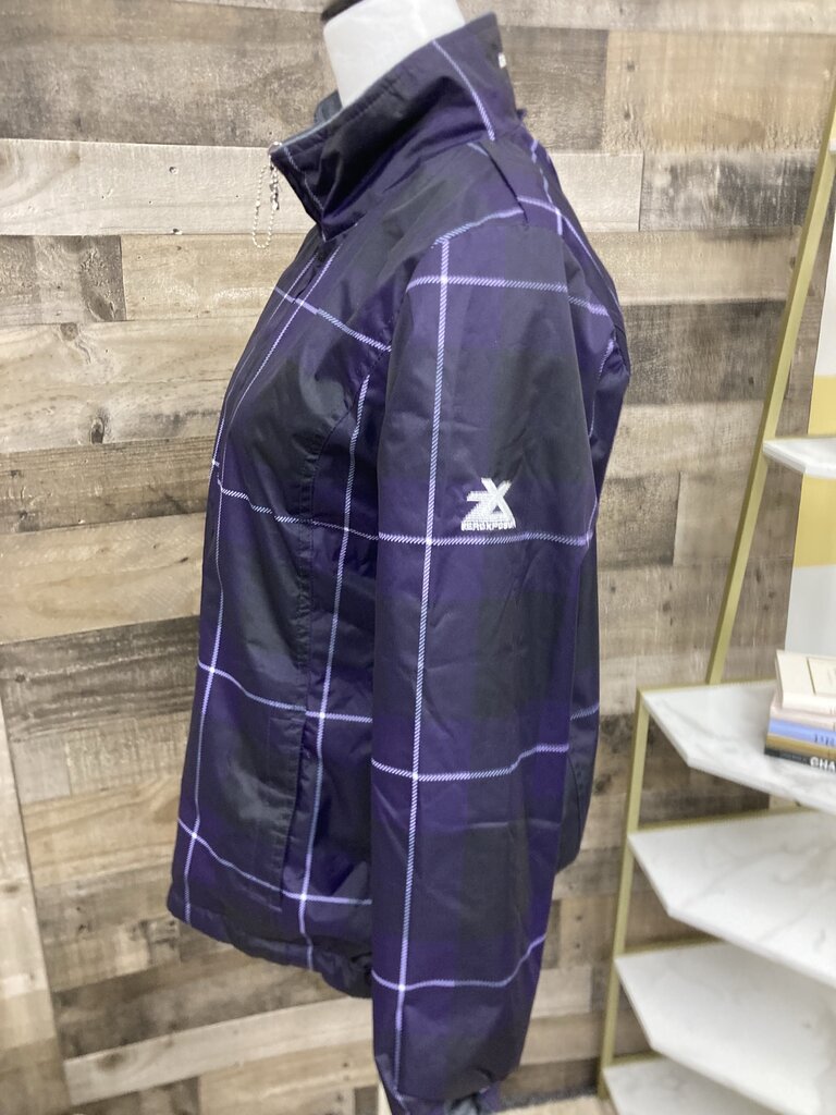 Zero Xposur Reversible Purple & Black Plaid & Gray Fleece Winter Jacket Size L