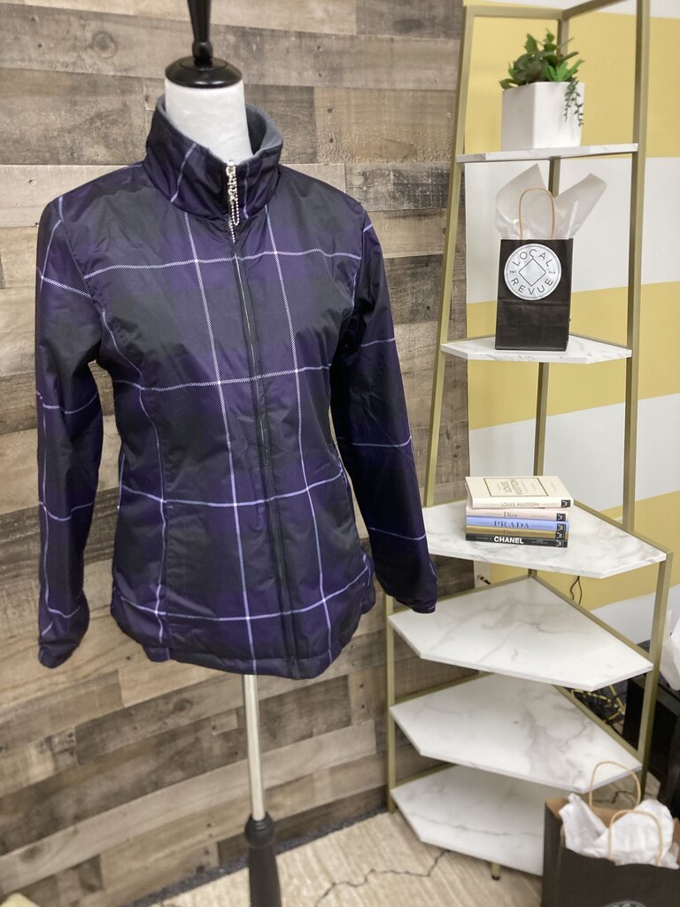 Zero Xposur Reversible Purple & Black Plaid & Gray Fleece Winter Jacket Size L