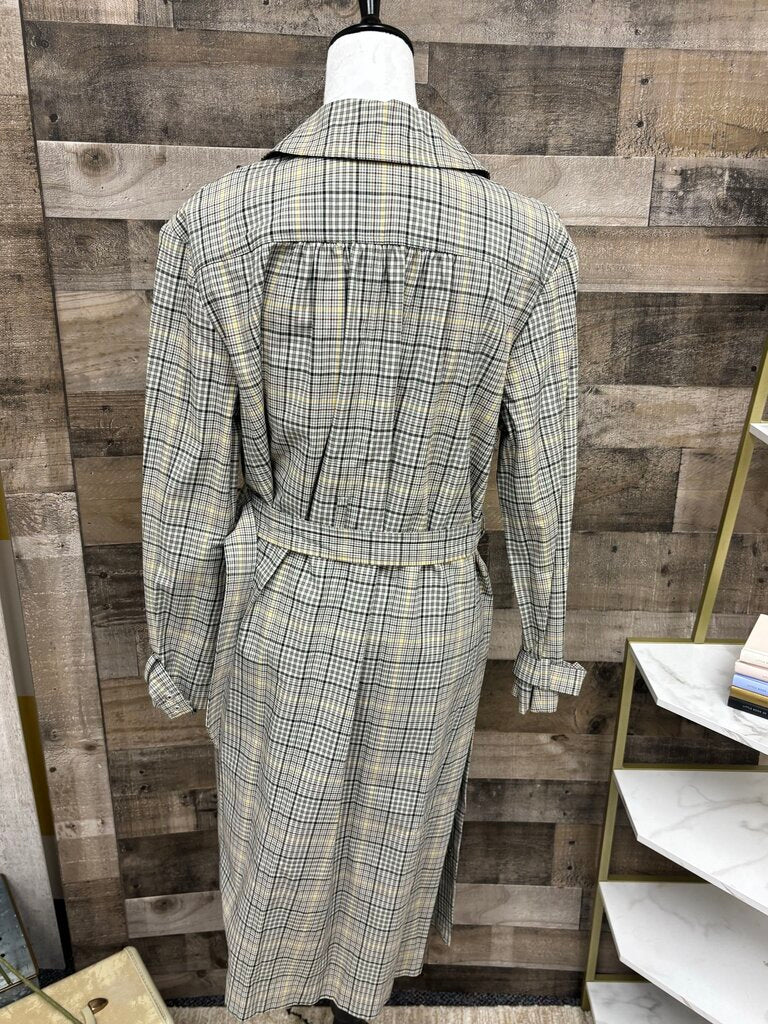 ba&sh Manteau Green & Yellow Trench Coat Size S