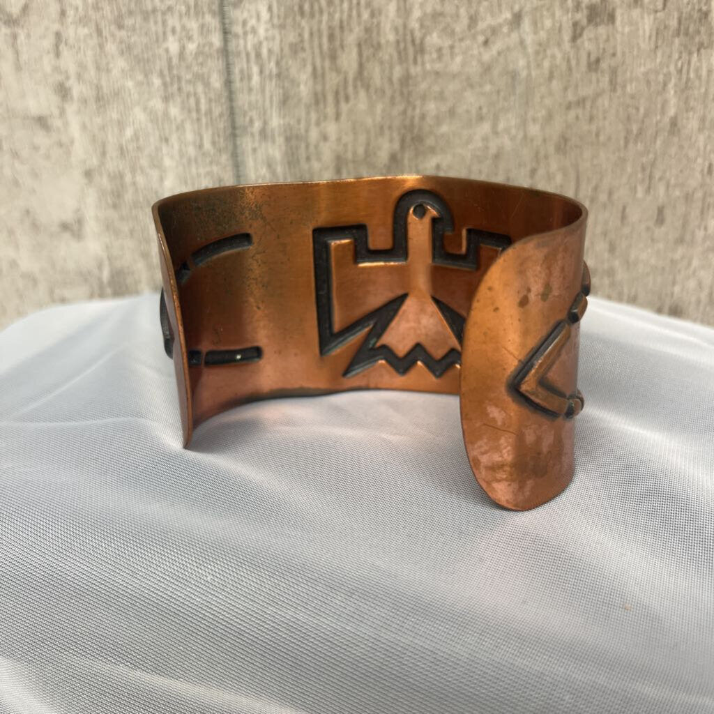 Vintage Post Native American Faux Copper Cuff w/Thunderbird