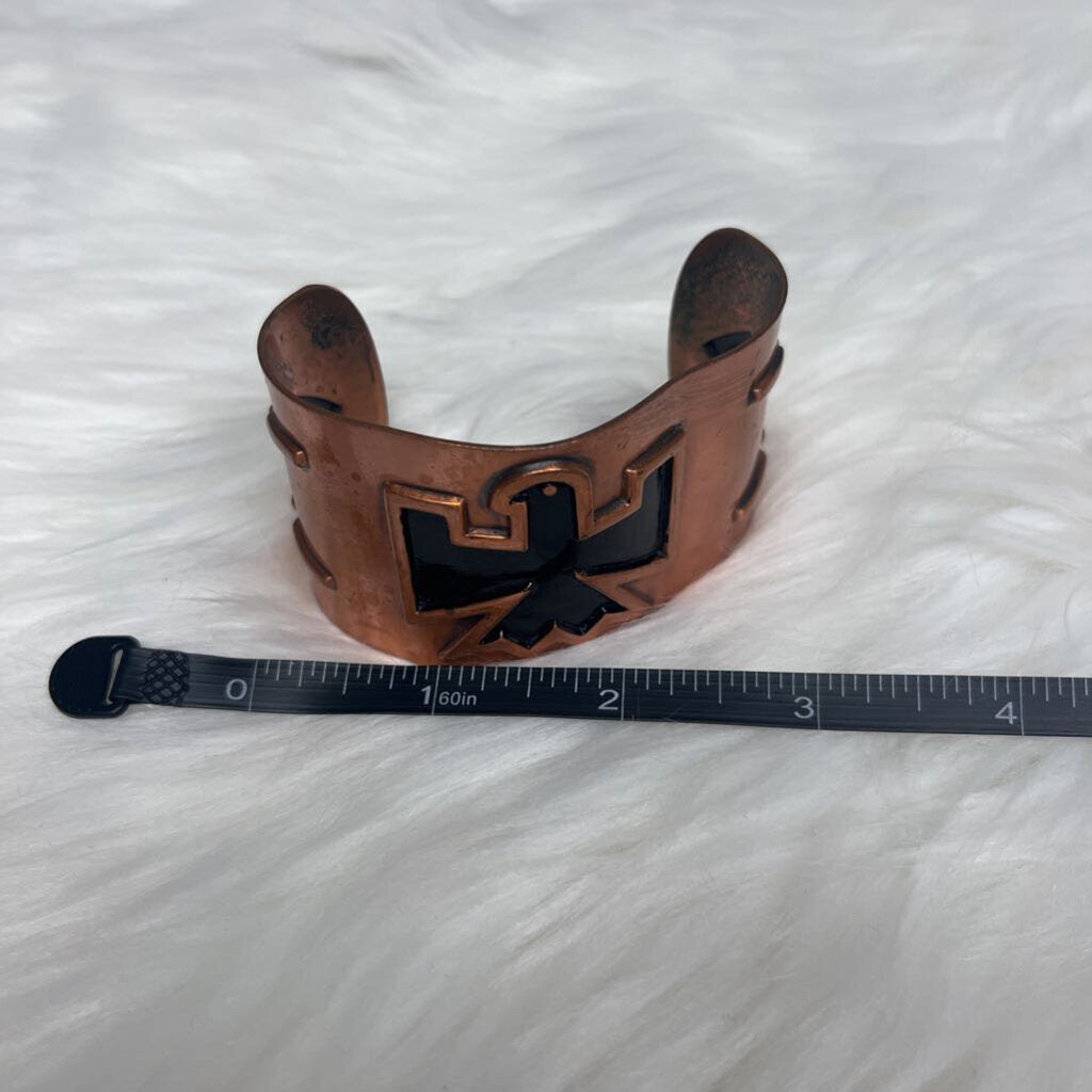 Vintage Post Native American Faux Copper Cuff w/Thunderbird