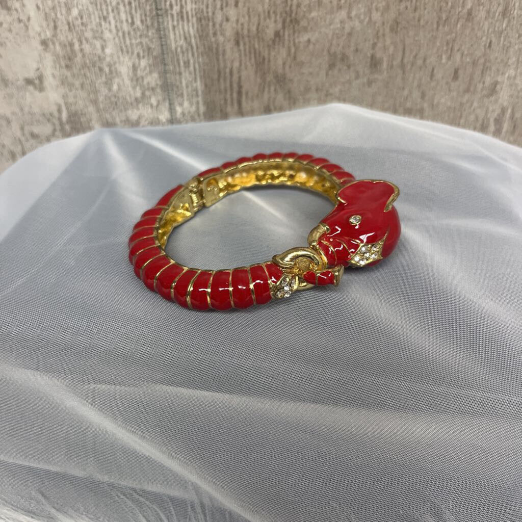 Amirta Singh Red Enamel Elephant Bracelet