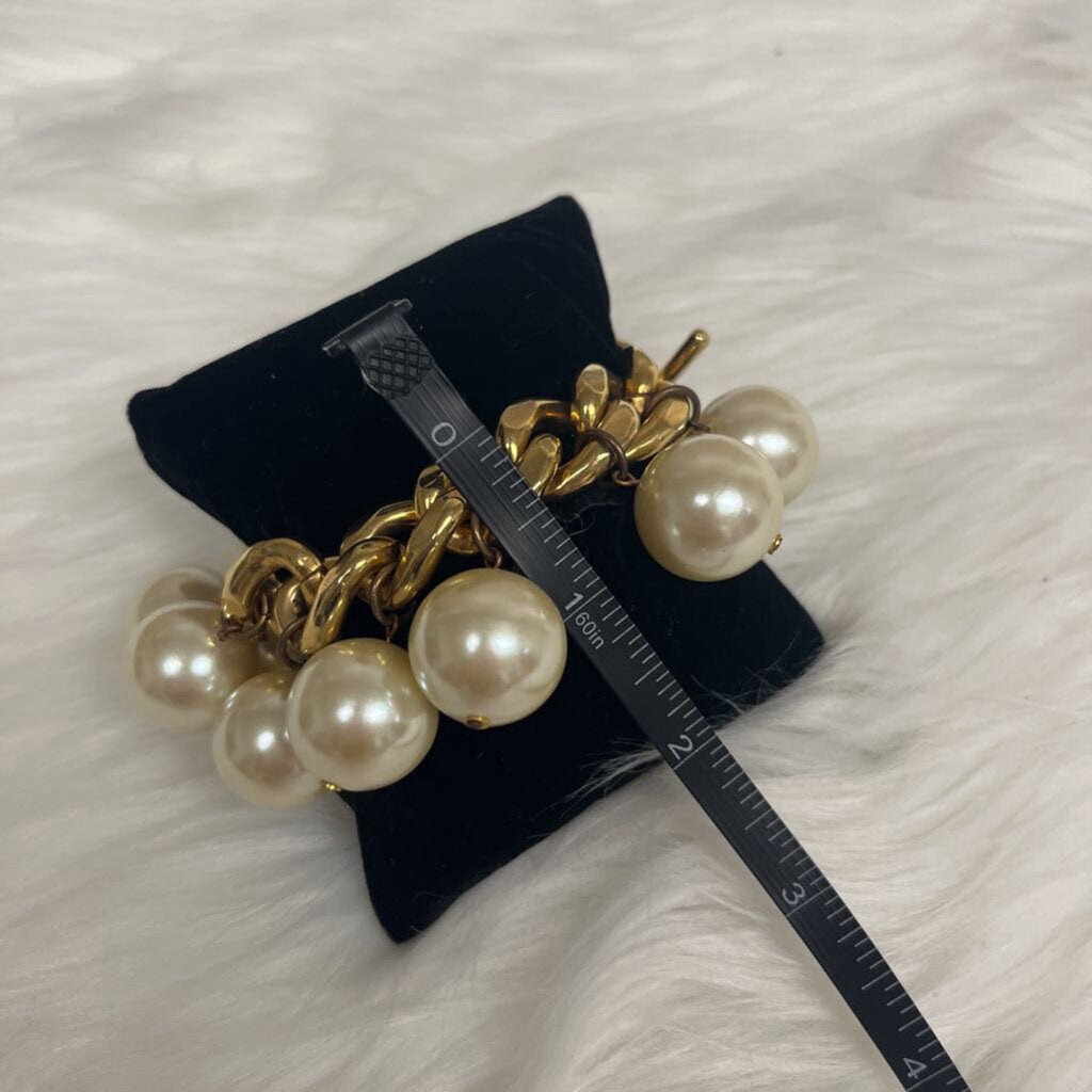 Carolee Pearl & Gold Bracelet & Earring Set