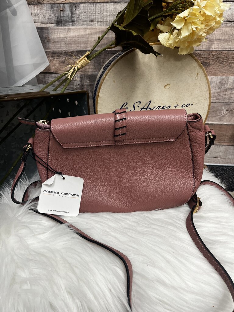 Andrea Cardona Italia Rose Leather Braided Detail Bag