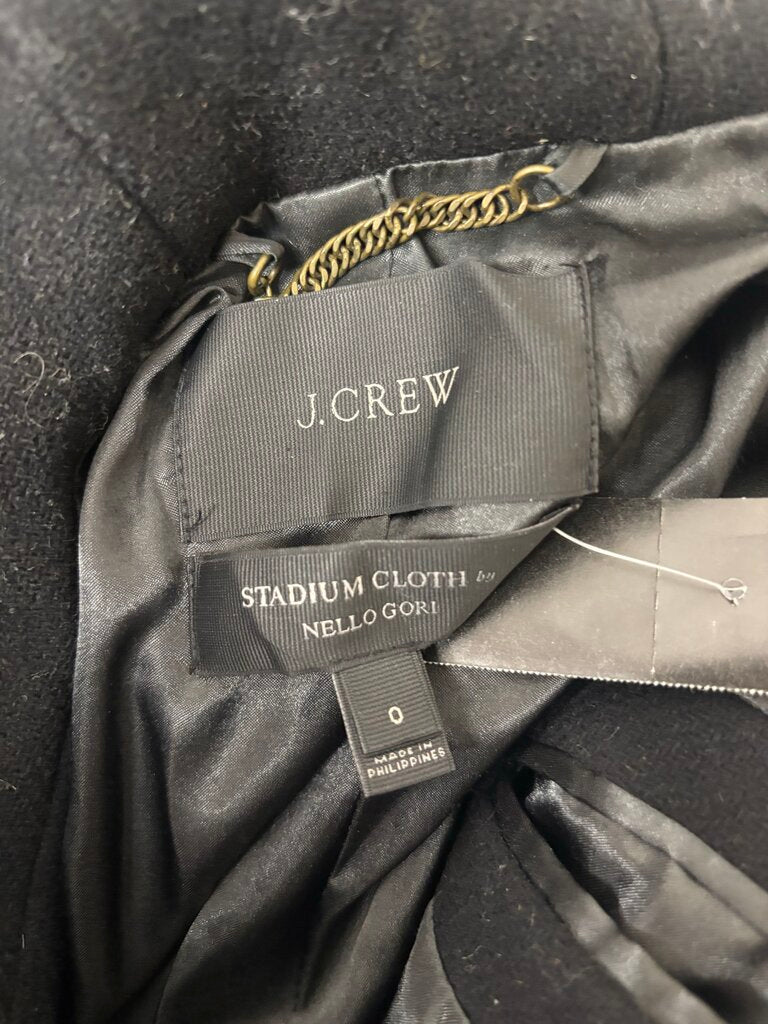 J Crew Stadium Cloth Nello Gori Black Wool Coat Size 0