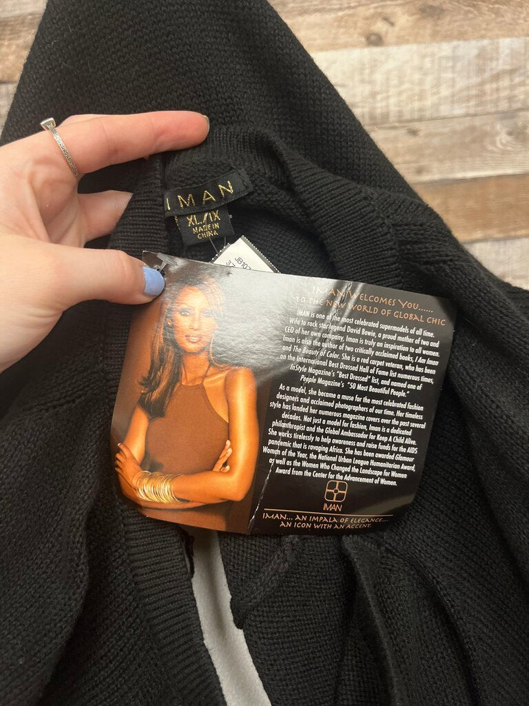 NWT IMAN Black Poncho Style Sweater Size XL