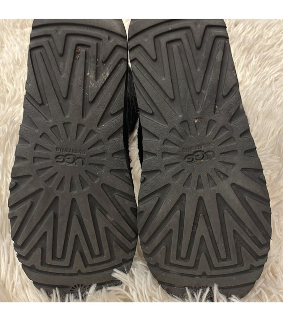 UGG Cardy Lattice Black Boots w/Lace Ribbon Size 9