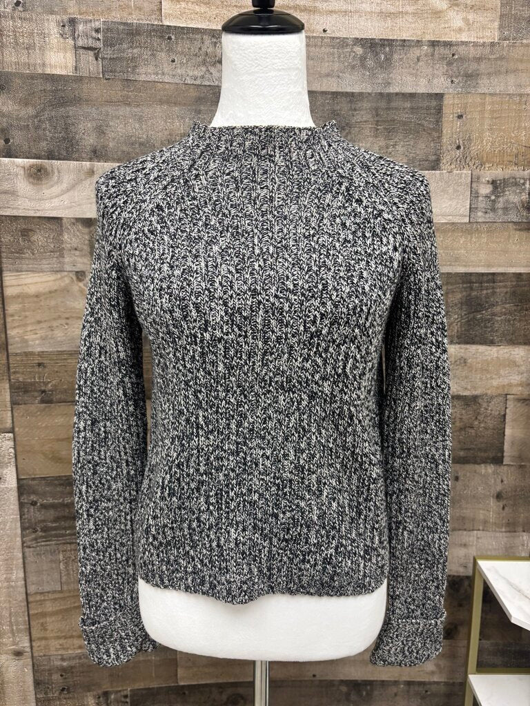 SO Black & White Tweed Mock Turtleneck Sweater Size L