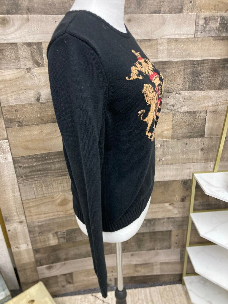 Chaps Black Crested Sweater