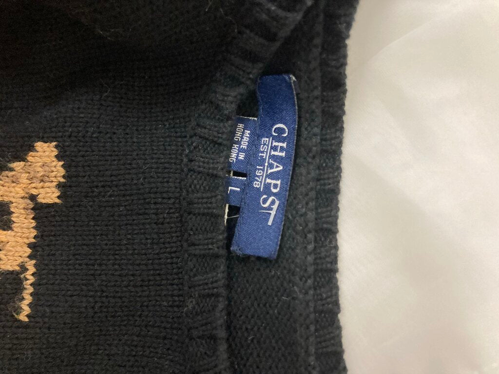 Chaps Black Crested Sweater
