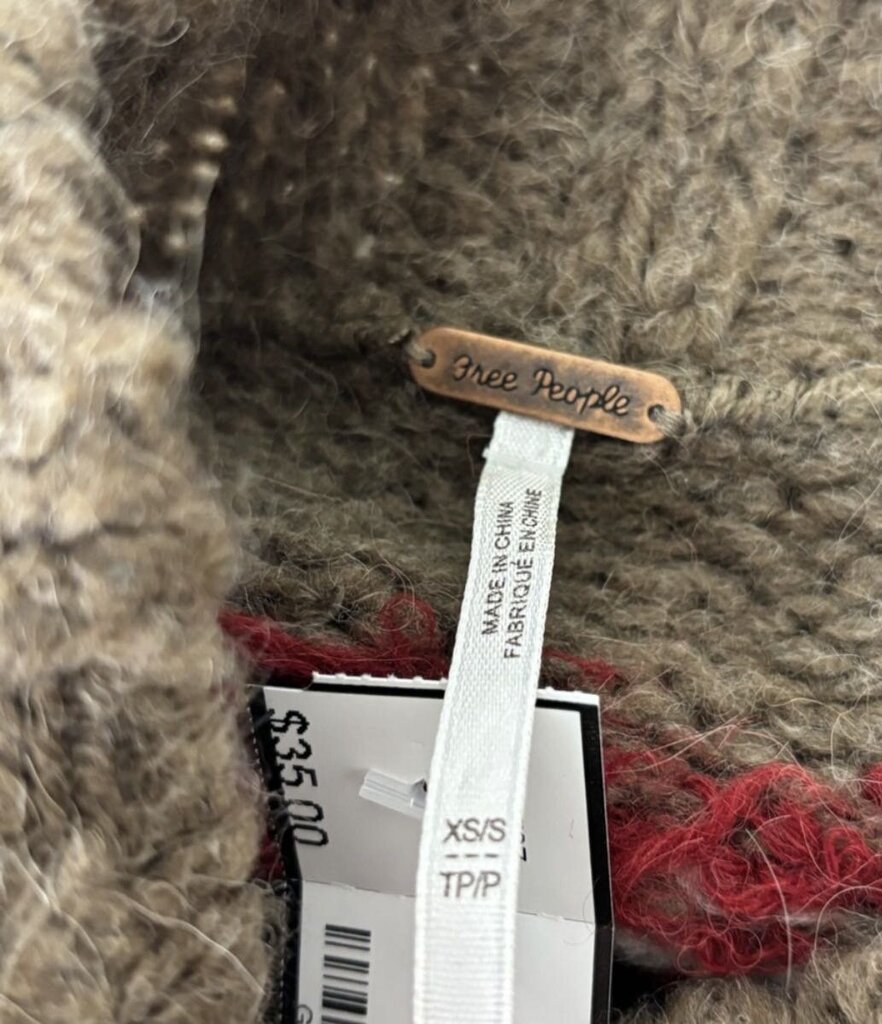 Free People Tan Sweater w/Fringe & Coin Detail Size S