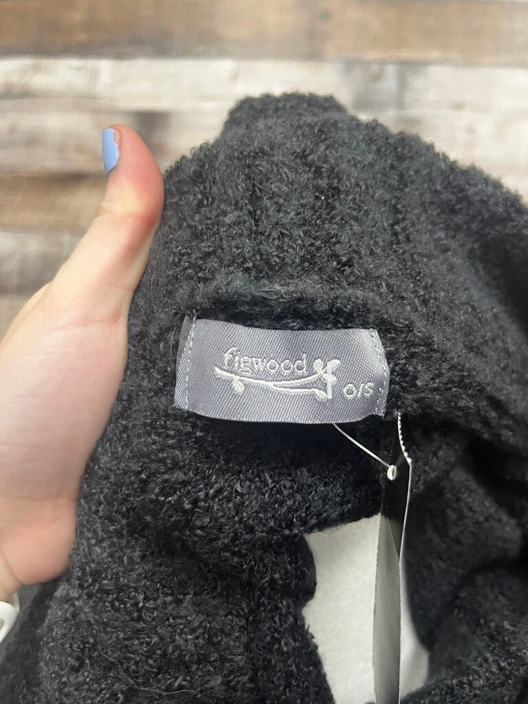 Figwood Black 1 Button Cardigan OS