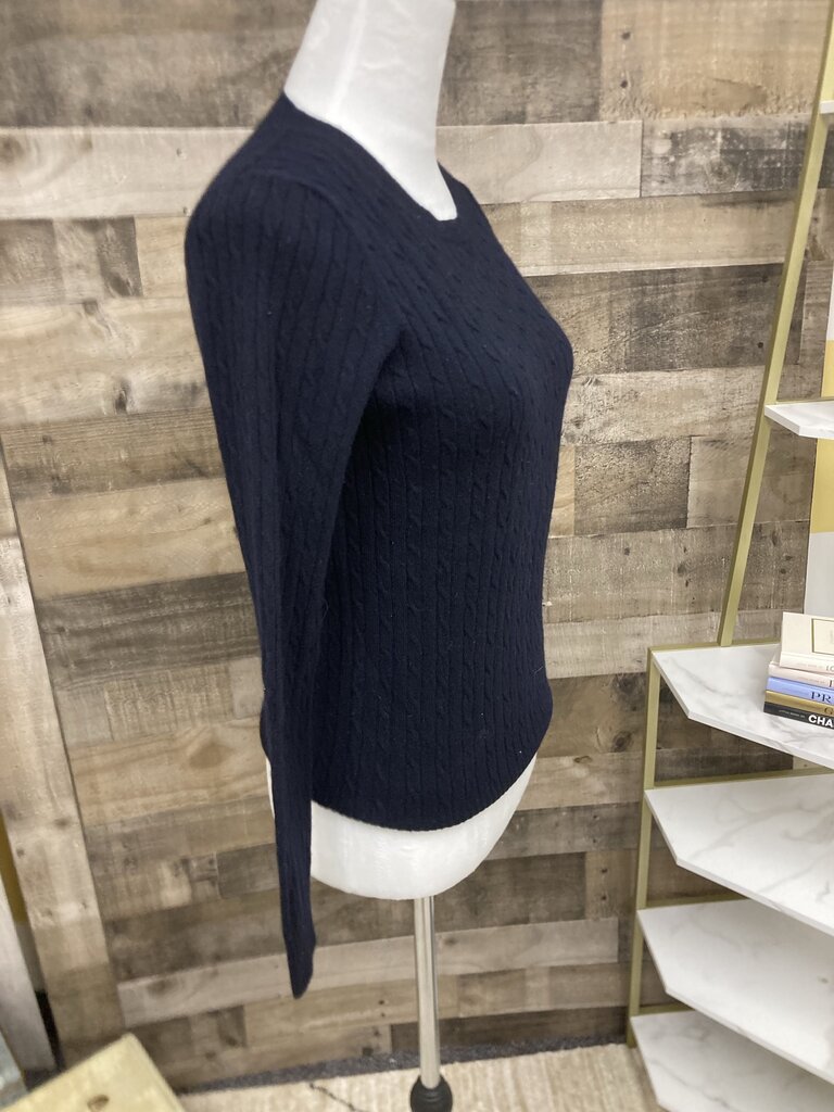 J Crew Navy Cable Knit Crew Neck Size S