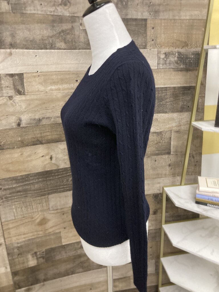 J Crew Navy Cable Knit Crew Neck Size S
