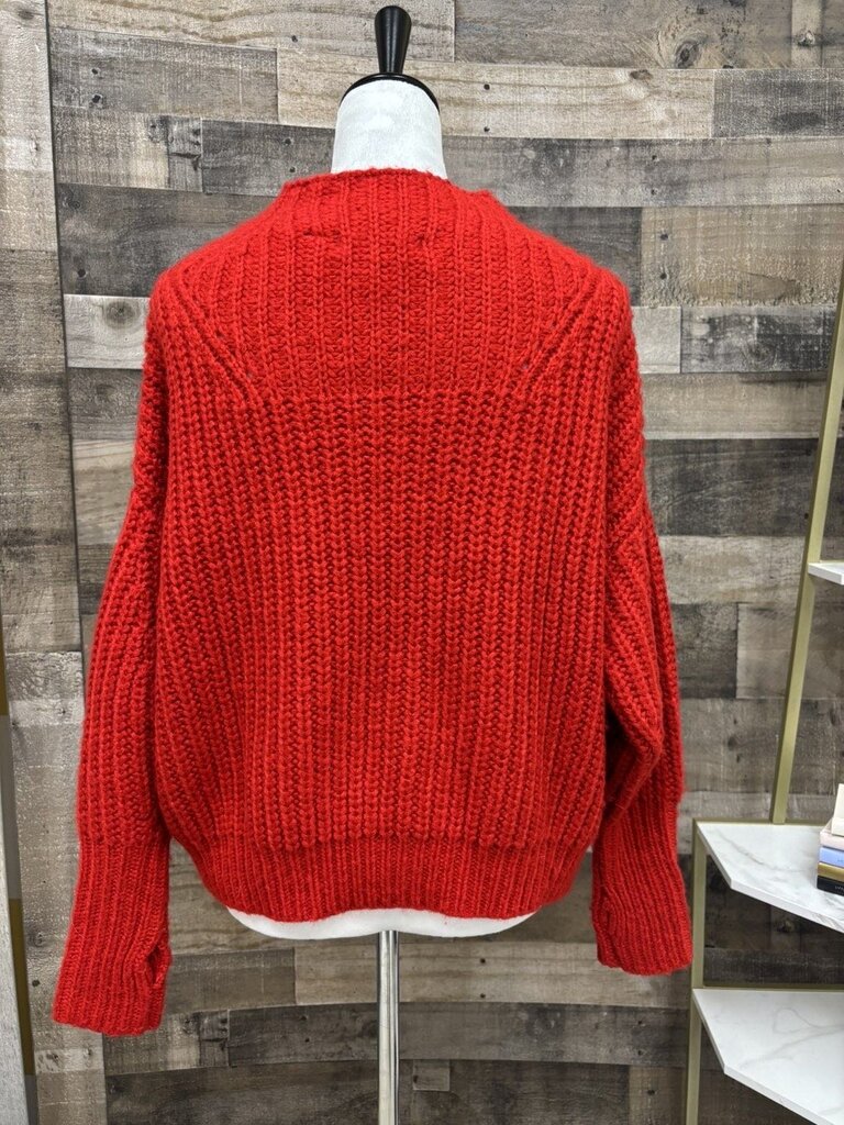 Sleeping On Snow Red Mock Neck Chunky Size XS