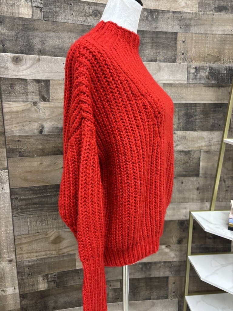 Sleeping On Snow Red Mock Neck Chunky Size XS