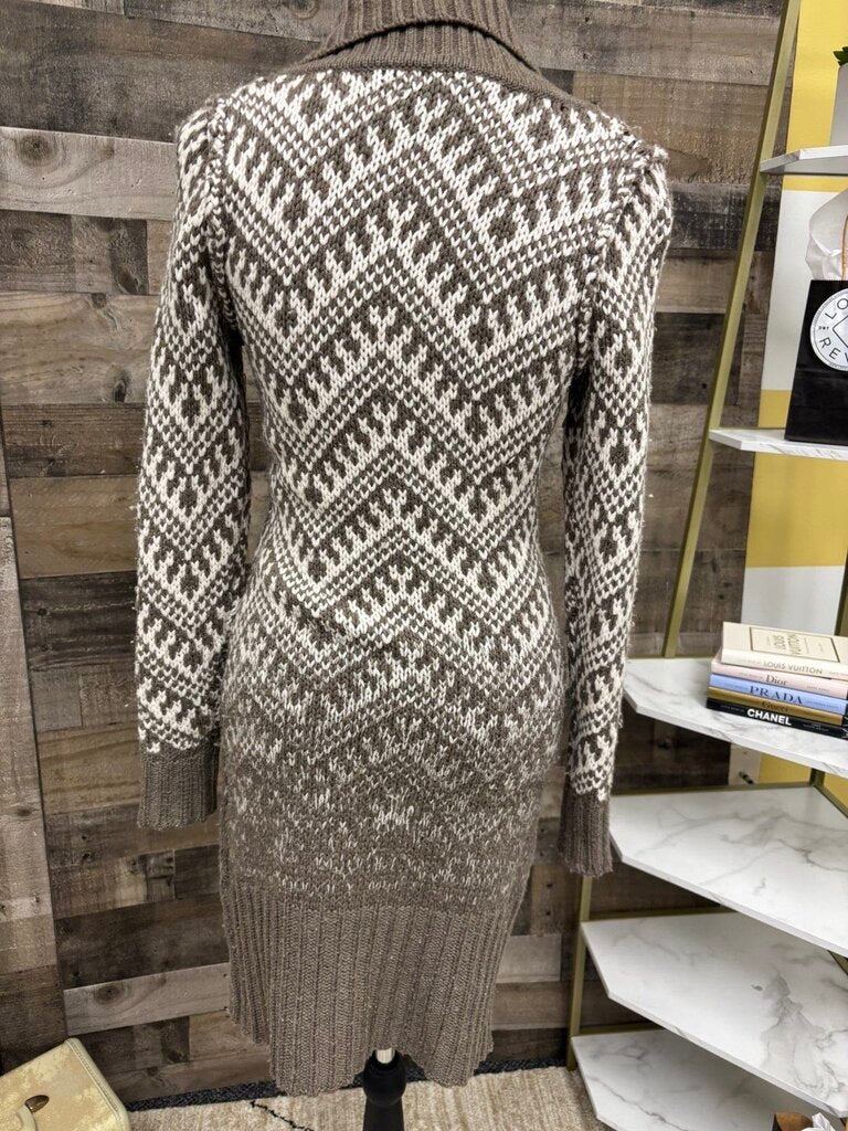 Banana Republic Tan & Cream Chunky Wool Cardigan Duster Size S