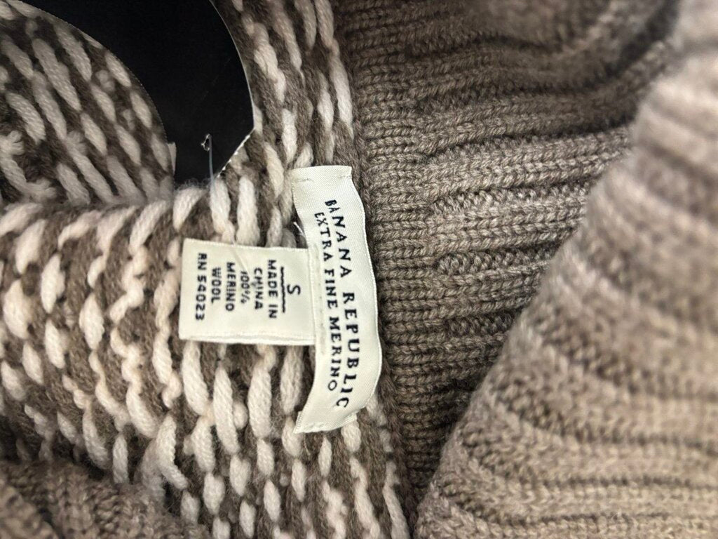 Banana Republic Tan & Cream Chunky Wool Cardigan Duster Size S