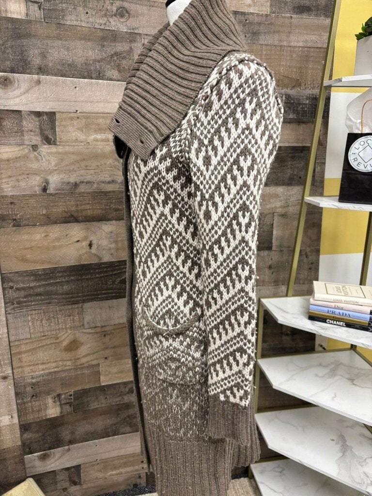 Banana Republic Tan & Cream Chunky Wool Cardigan Duster Size S