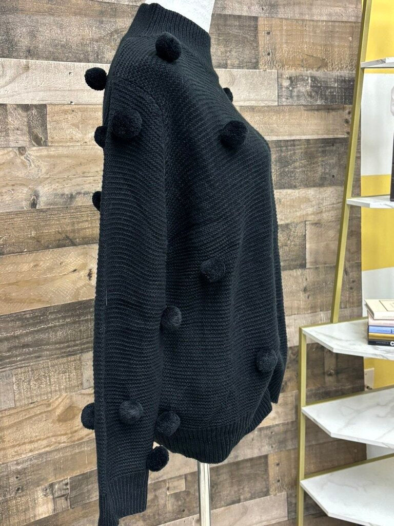 Blushing Heart Black Mock w/Pom Poms Size S