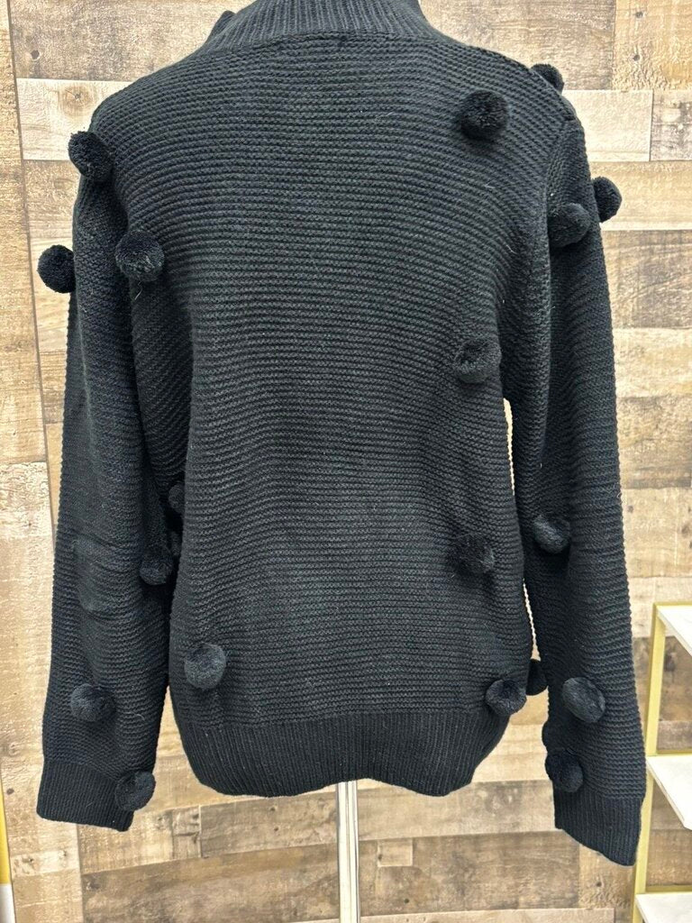 Blushing Heart Black Mock w/Pom Poms Size S
