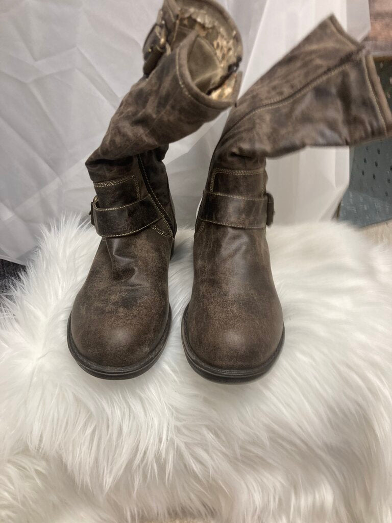 Decree Brown Faux Leather Moto Size 7.5