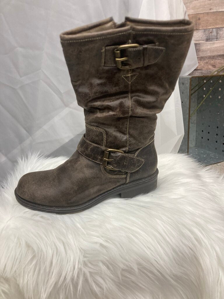 Decree Brown Faux Leather Moto Size 7.5