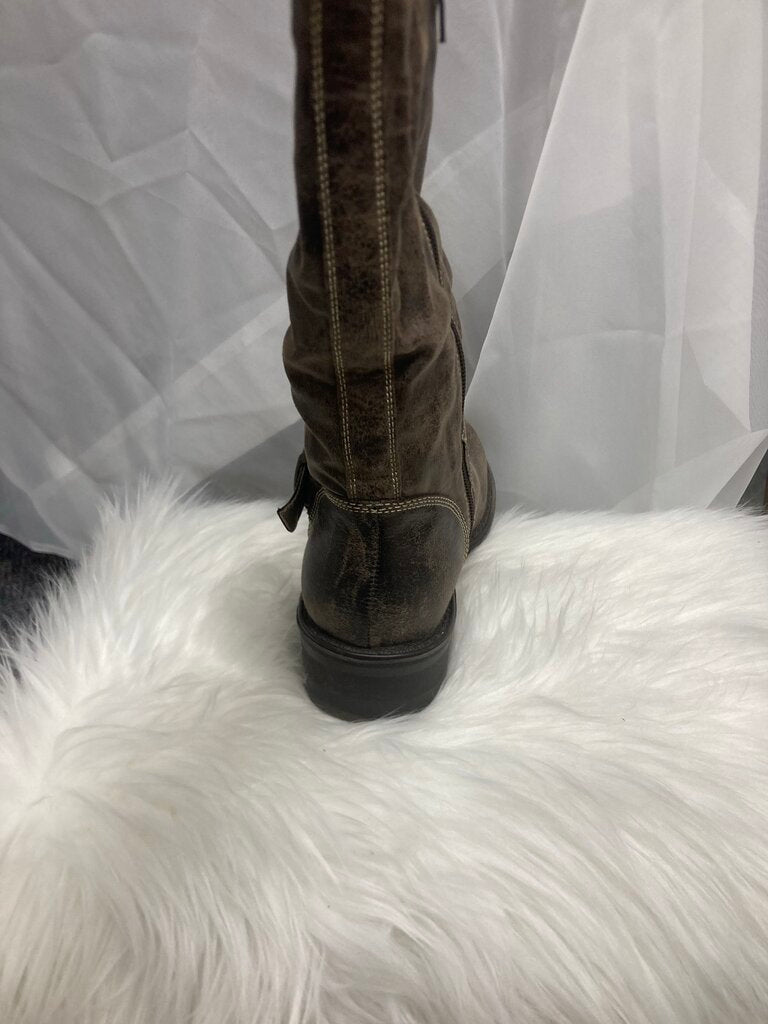 Decree Brown Faux Leather Moto Size 7.5
