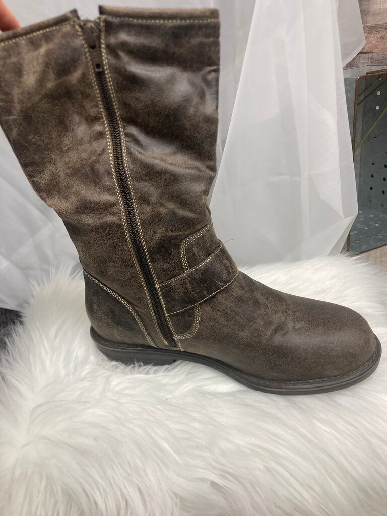 Decree Brown Faux Leather Moto Size 7.5