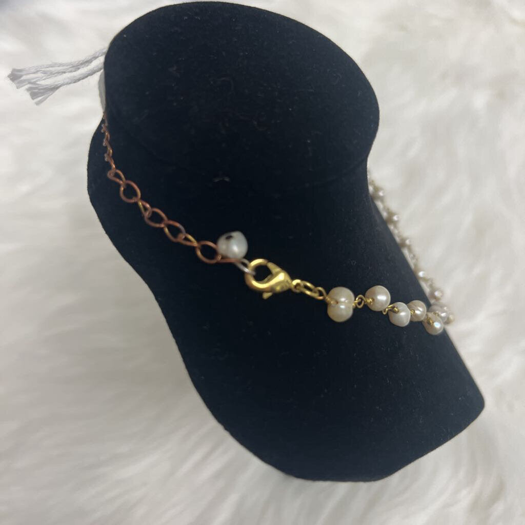 Real Freshwater Pearl & Gold Chain Choker