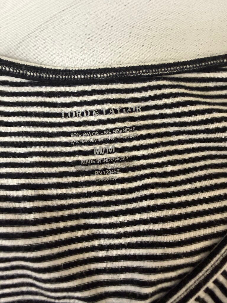 Lord & Taylor Black & White Striped Tank Size M