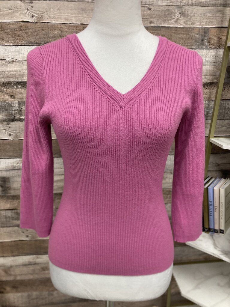 INC Internat'l Concepts 3/4 Length Sleeve Ribbed Pink Size L