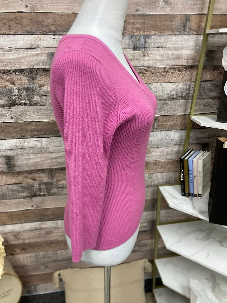 INC Internat'l Concepts 3/4 Length Sleeve Ribbed Pink Size L