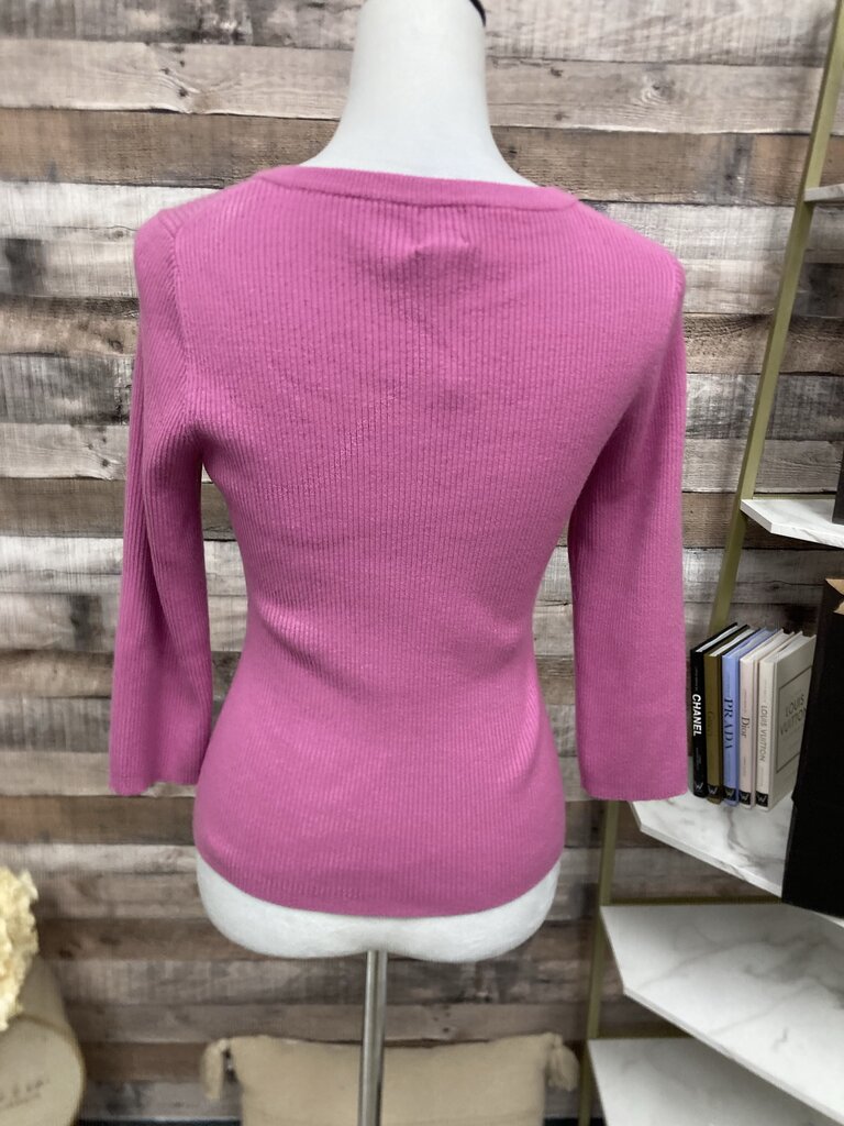 INC Internat'l Concepts 3/4 Length Sleeve Ribbed Pink Size L