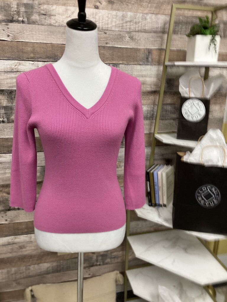 INC Internat'l Concepts 3/4 Length Sleeve Ribbed Pink Size L