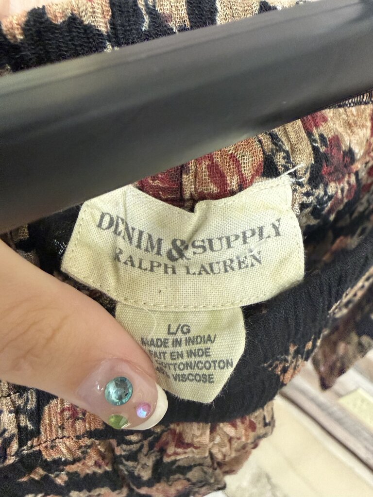 Denim & Supply Ralph Lauren Black Floral Skirt Size L